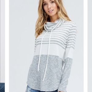 New grey gray striped sweater shirt soft